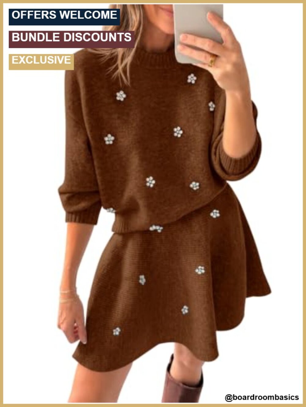 Women's Knit Sweater Skirt Set 2 Piece